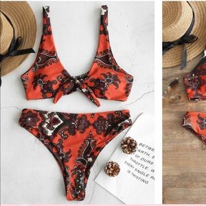 Orange Paisley Bikini Set